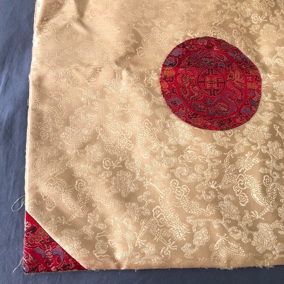 Set of 2 - 16in Square Chinese Style Gold Red Brocade Pillow Covers - Picture 6 of 16